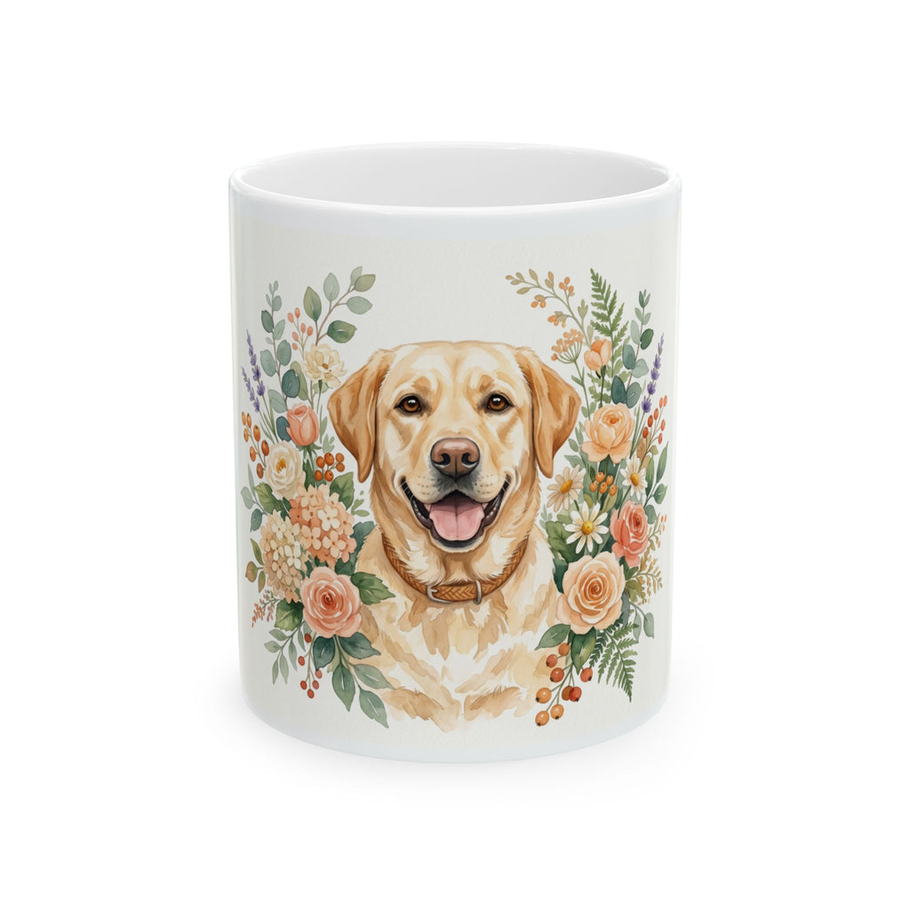 Golden Retriever Floral Ceramic Mug — Cute Dog Coffee Cup (11oz)