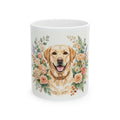 Golden Retriever Floral Ceramic Mug — Cute Dog Coffee Cup (11oz)