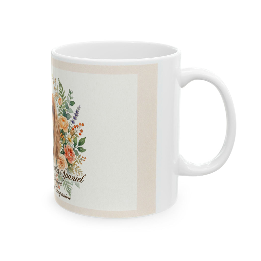 Cavalier King Charles Spaniel Floral Ceramic Mug – Dog Lover Coffee Cup (11oz)