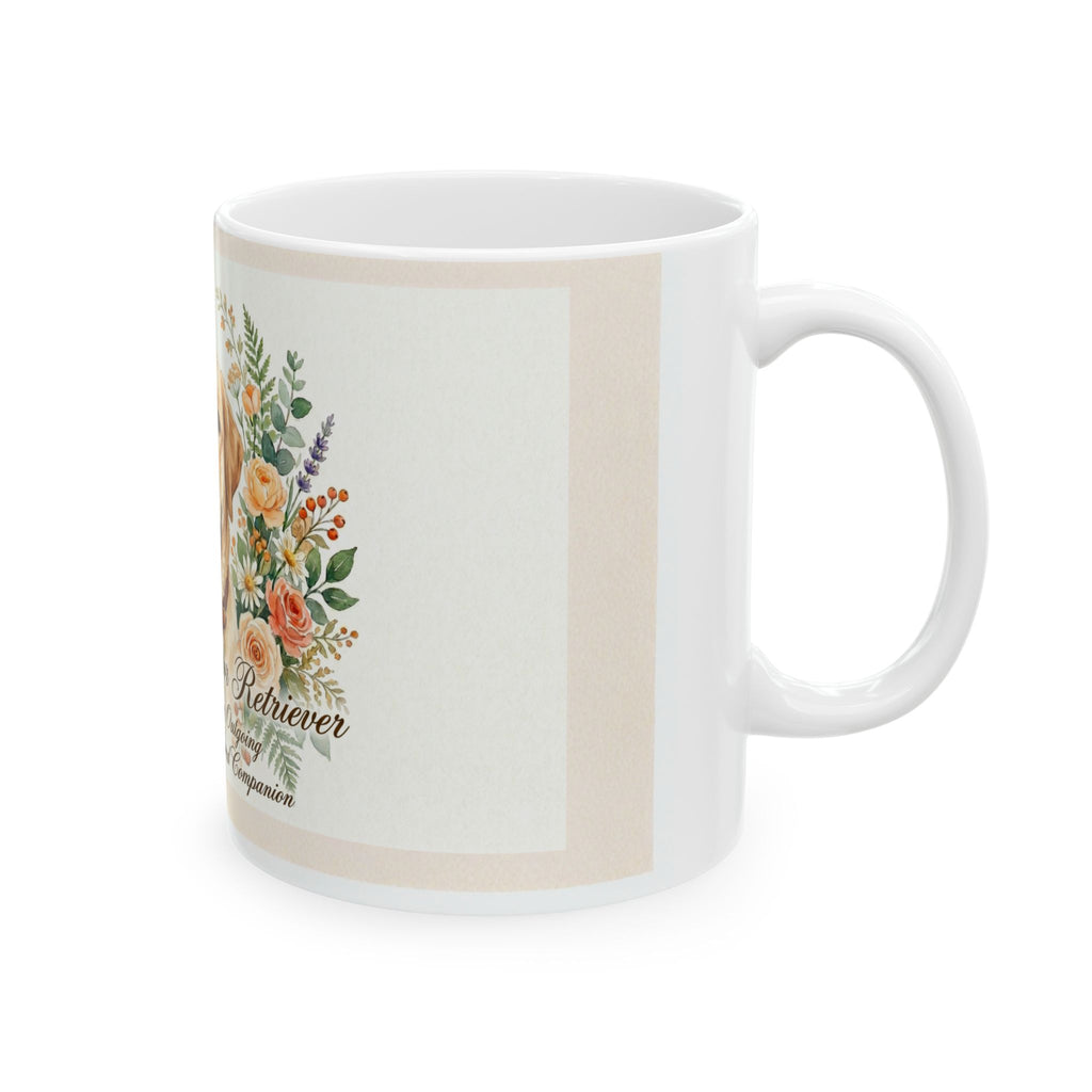 Golden Labrador Retriever Floral Ceramic Mug — 'Golden Labrador Retriever' Dog Lover Gift (11oz)