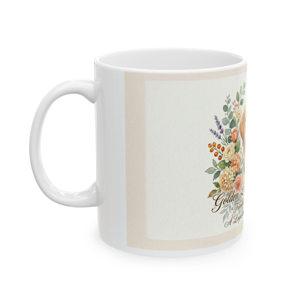 Golden Labrador Retriever Floral Ceramic Mug — 'Golden Labrador Retriever' Dog Lover Gift (11oz)