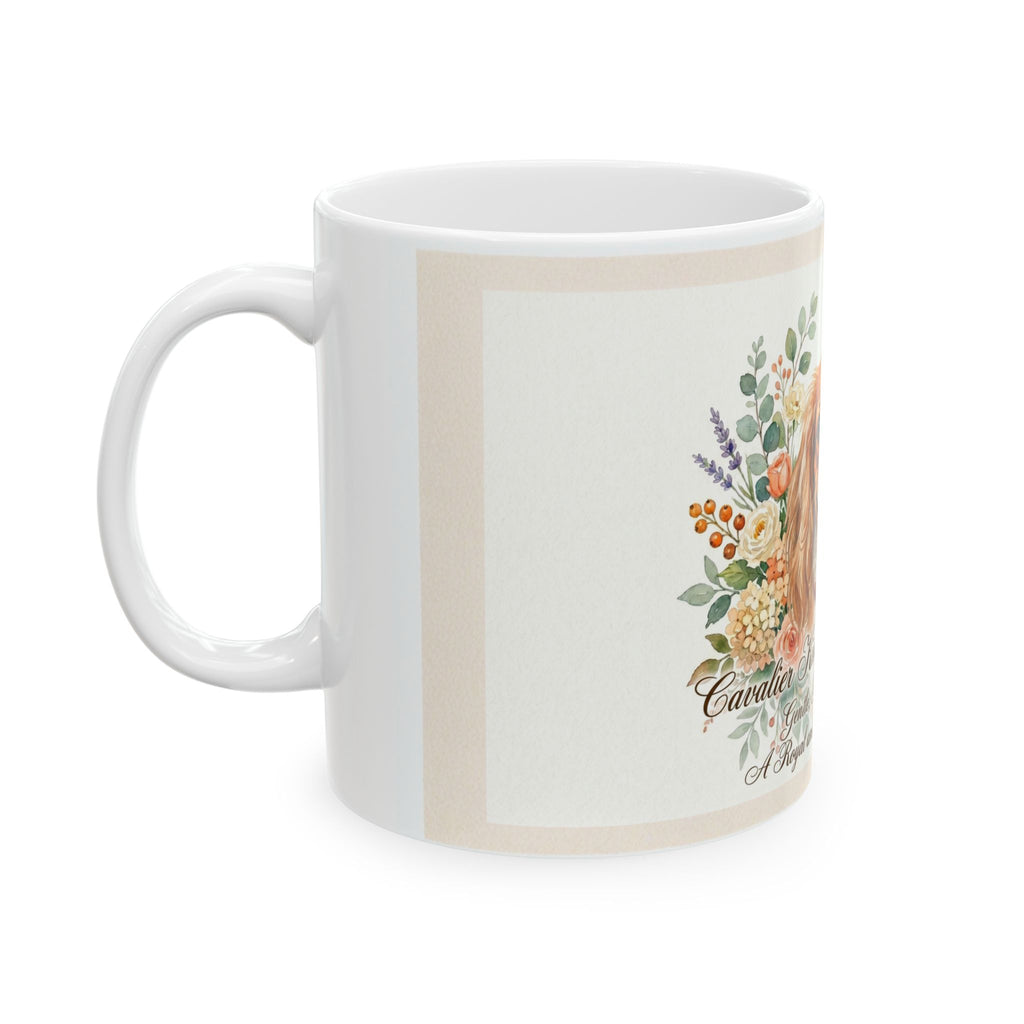 Cavalier King Charles Spaniel Floral Ceramic Mug – Dog Lover Coffee Cup (11oz)